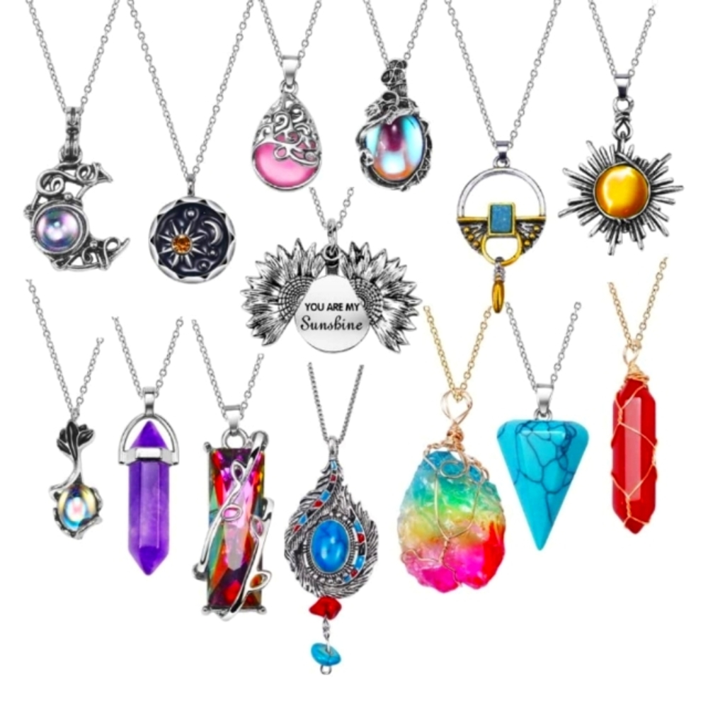 14 Piece Healing Stone Pendant Necklaces NWT